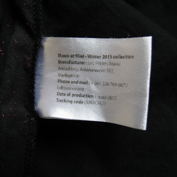 MOON ET MIEL Girl's Black Pink Glitter Smocked Short Sleeve Iris Dress Size 8 - Picture 9 of 11